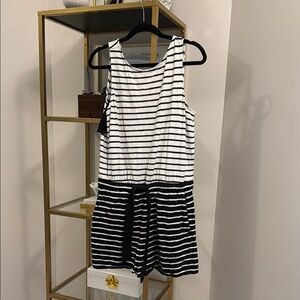 Black and White Striped Sleeveless romper
